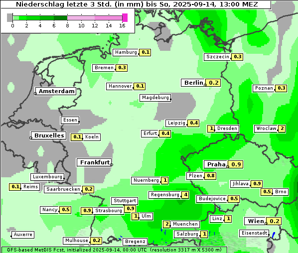 Niederschlag, 14. 9. 2025