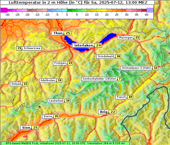 Temperatur, 12. 7. 2025