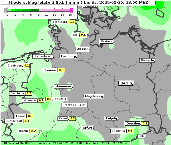 Niederschlag, 30. 8. 2025