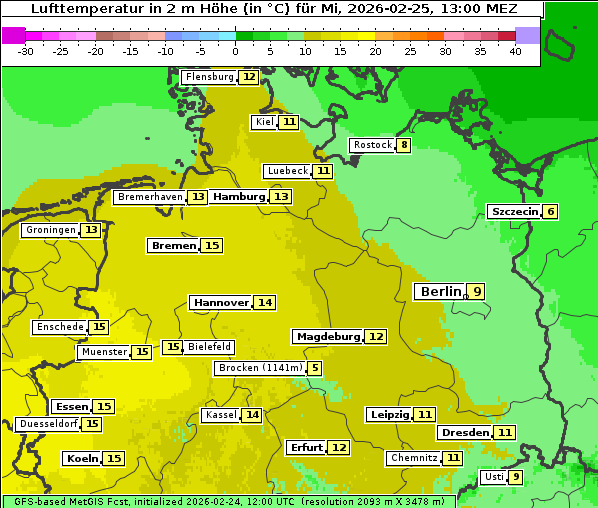 Temperatur, 25. 2. 2026