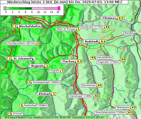 Niederschlag, 3. 7. 2025