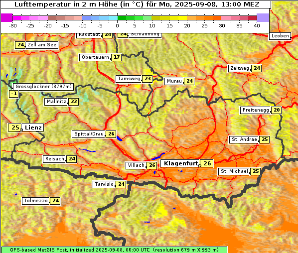 Temperatur, 8. 9. 2025