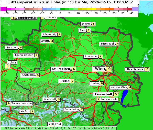Temperatur, 16. 2. 2026