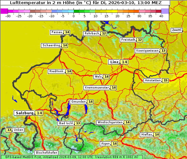 Temperatur, 10. 3. 2026