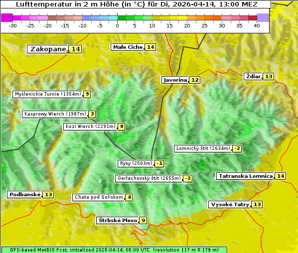 Temperatur, 14. 4. 2026