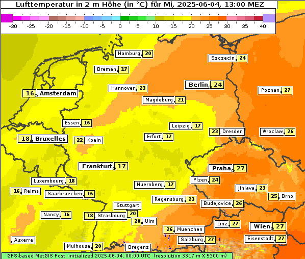 Temperatur, 4. 6. 2025