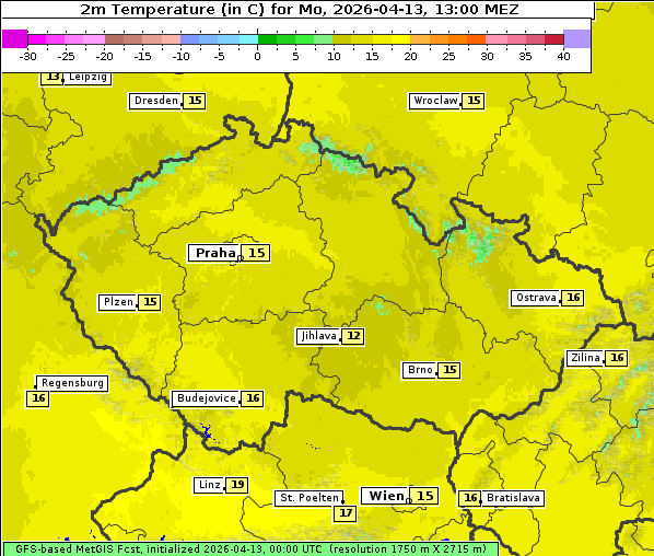 Temperatur, 13. 4. 2026