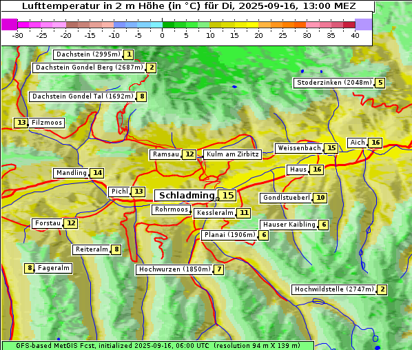 Temperatur, 16. 9. 2025