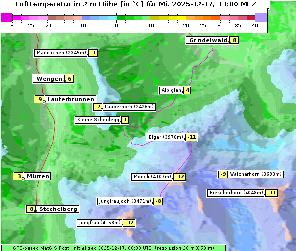 Temperatur, 17. 12. 2025