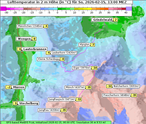 Temperatur, 15. 2. 2026