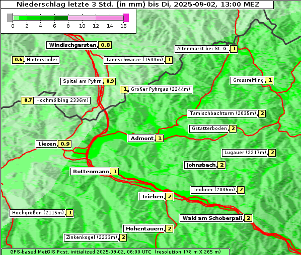 Niederschlag, 2. 9. 2025