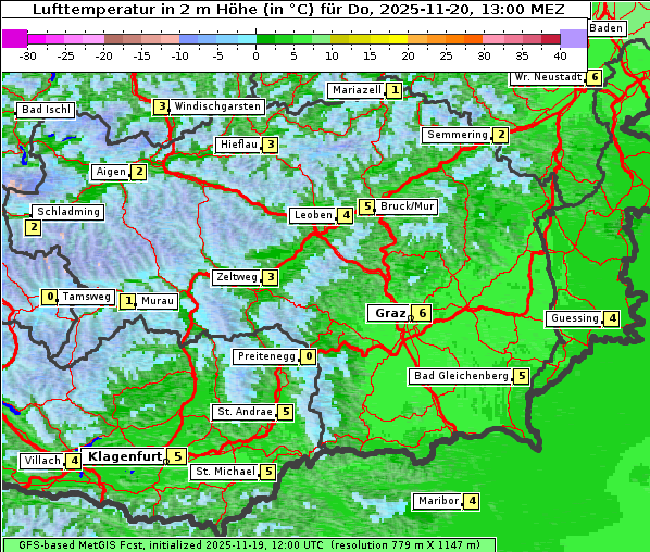 Temperatur, 20. 11. 2025