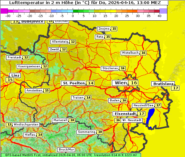 Temperatur, 16. 4. 2026