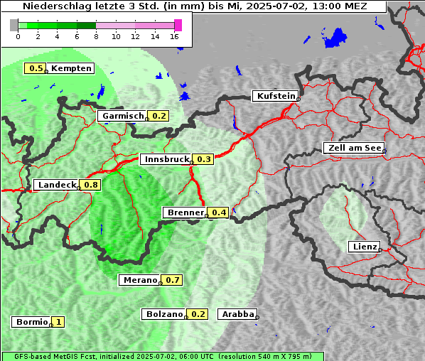 Niederschlag, 2. 7. 2025