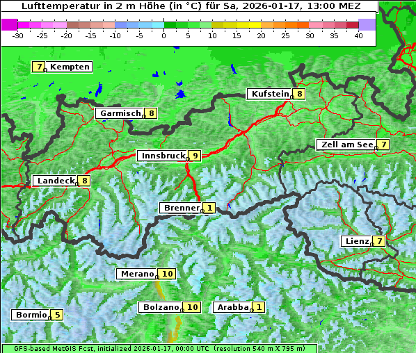 Temperatur, 17. 1. 2026