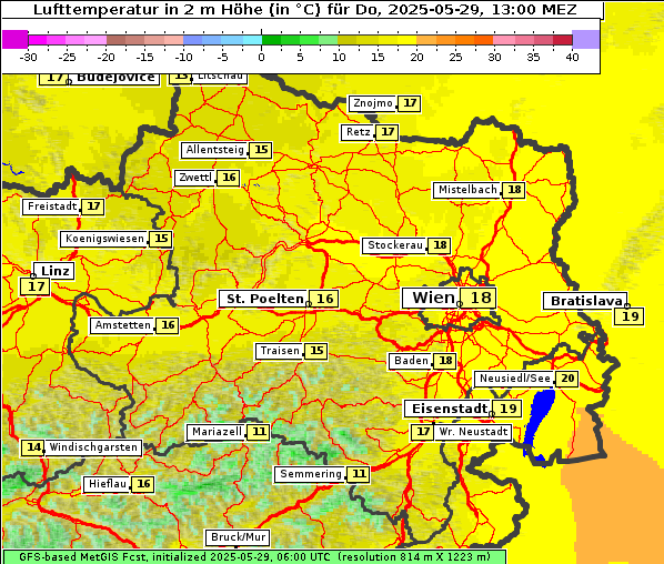 Temperatur, 29. 5. 2025