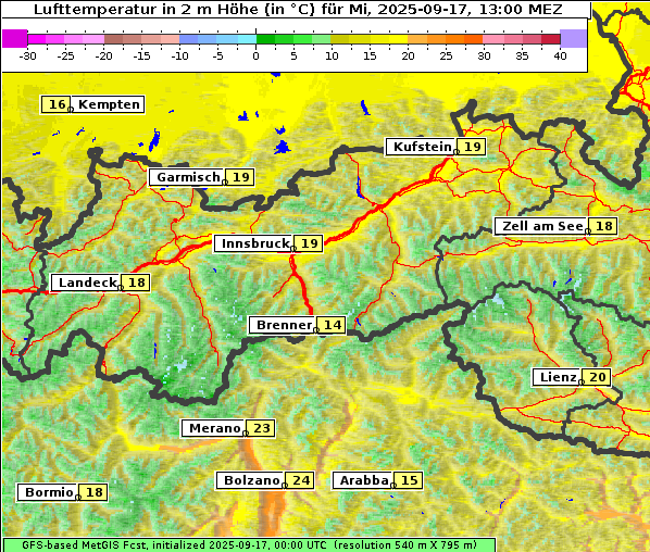 Temperatur, 17. 9. 2025