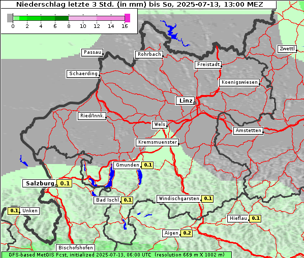 Niederschlag, 13. 7. 2025