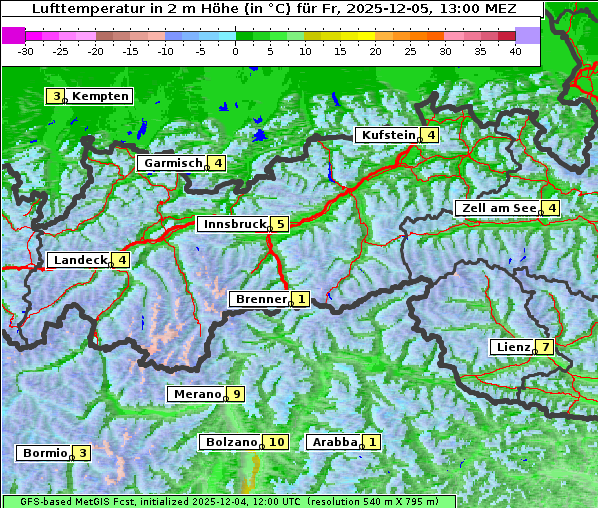 Temperatur, 5. 12. 2025