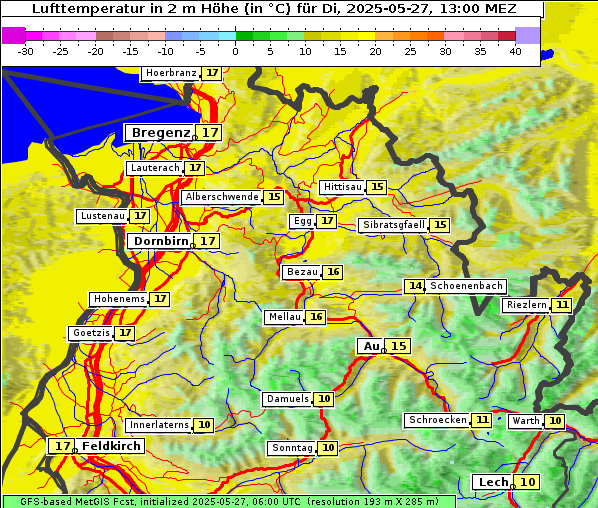 Temperatur, 27. 5. 2025
