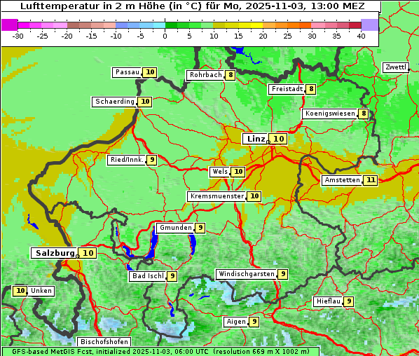 Temperatur, 3. 11. 2025