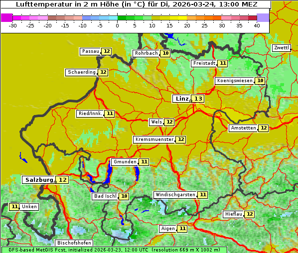 Temperatur, 24. 3. 2026