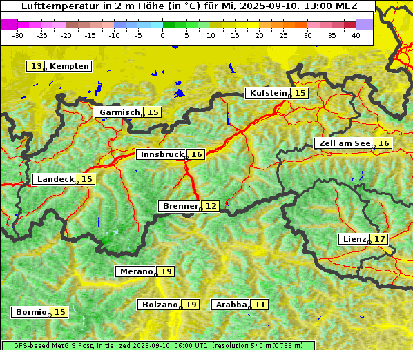 Temperatur, 10. 9. 2025