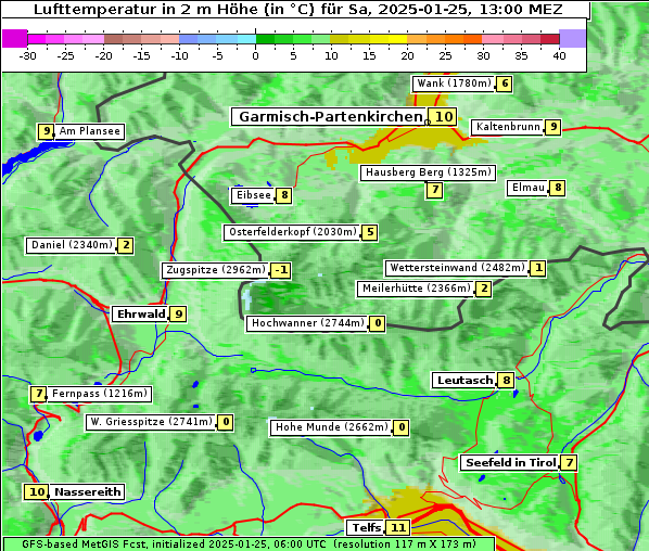 Temperatur, 25. 1. 2025