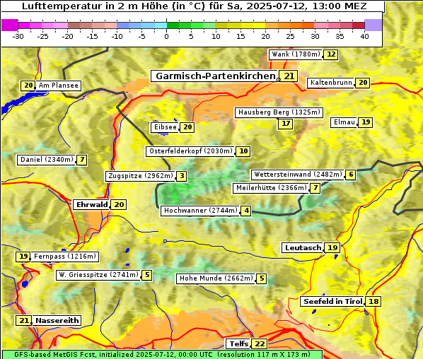 Temperatur, 12. 7. 2025
