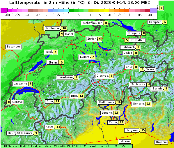 Temperatur, 14. 4. 2026