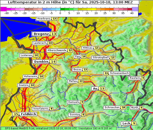 Temperatur, 18. 10. 2025