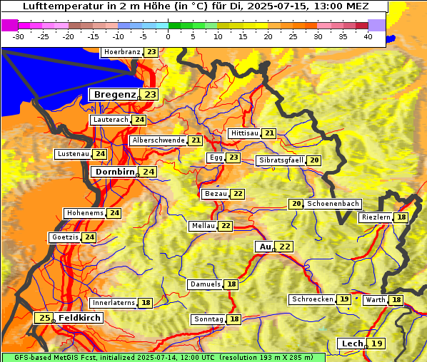 Temperatur, 15. 7. 2025