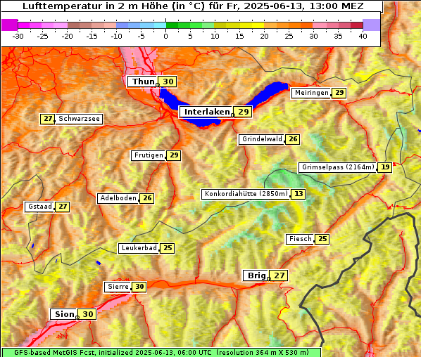 Temperatur, 13. 6. 2025