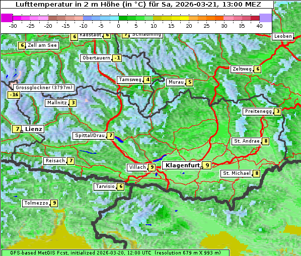 Temperatur, 21. 3. 2026