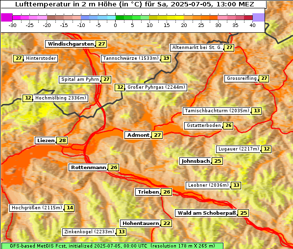 Temperatur, 5. 7. 2025