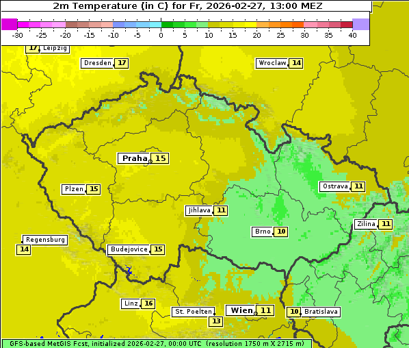 Temperatur, 27. 2. 2026