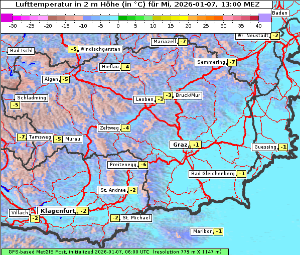 Temperatur, 7. 1. 2026