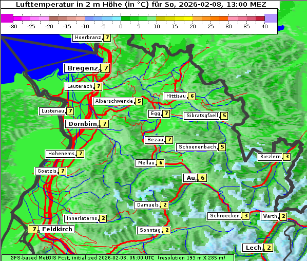 Temperatur, 8. 2. 2026