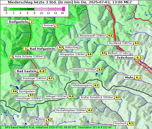 Niederschlag, 3. 7. 2025
