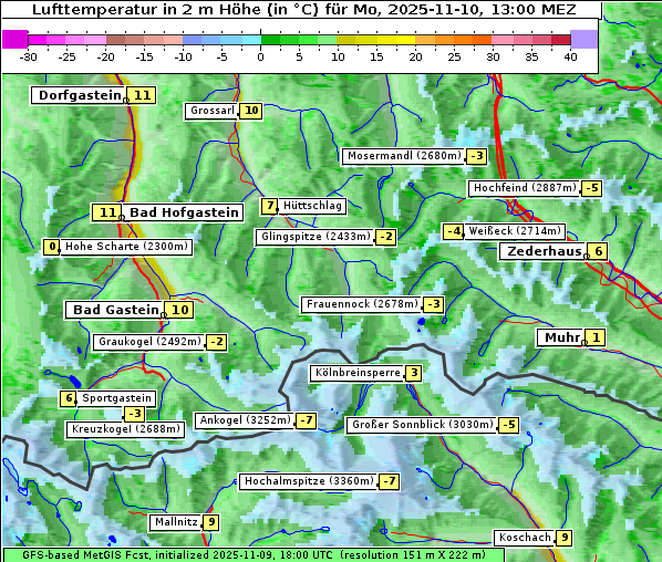 Temperatur, 10. 11. 2025