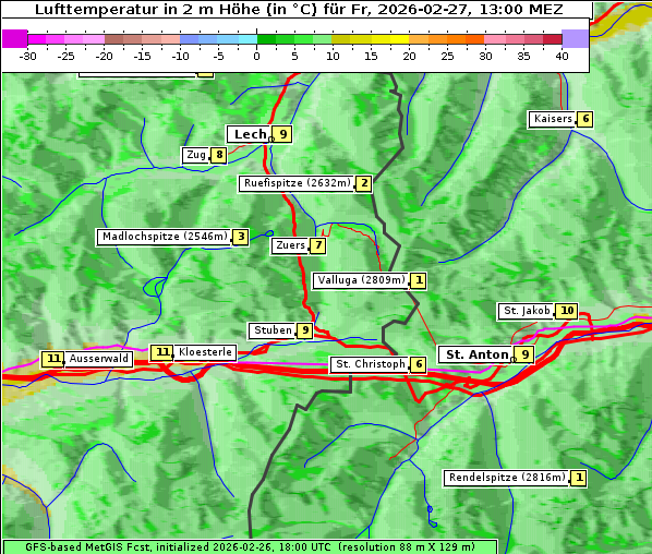 Temperatur, 27. 2. 2026