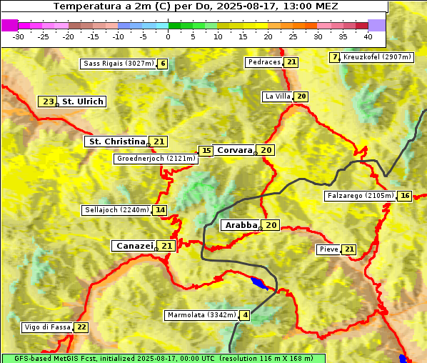 Temperatur, 17. 8. 2025