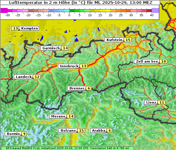 Temperatur, 29. 10. 2025
