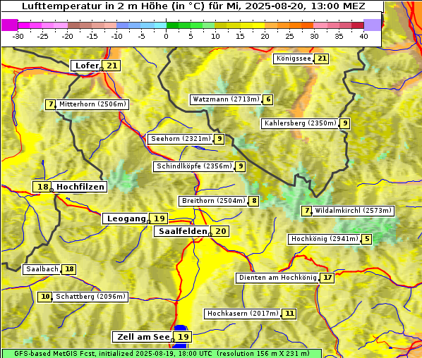 Temperatur, 20. 8. 2025