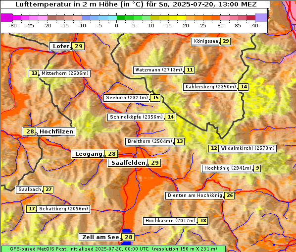 Temperatur, 20. 7. 2025