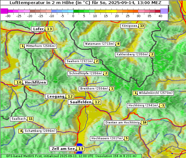 Temperatur, 14. 9. 2025