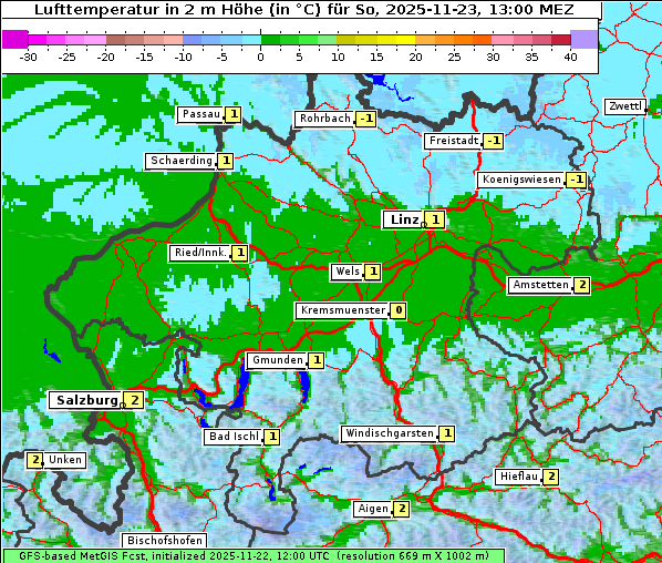 Temperatur, 23. 11. 2025