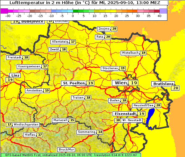 Temperatur, 10. 9. 2025