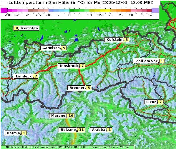 Temperatur, 1. 12. 2025