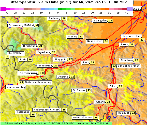 Temperatur, 16. 7. 2025